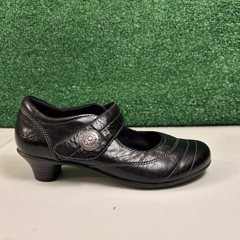Taos Dutchess Mary Jane Heels‎ Womens Size 7 Black Leather Adjustable Strap